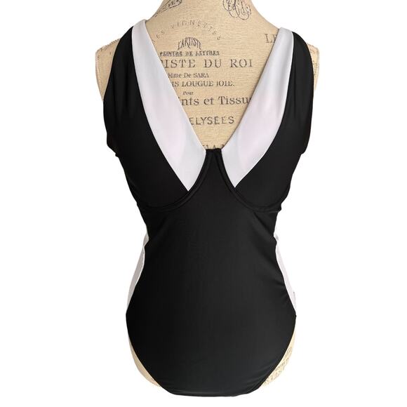 Unbranded Other - Women’s Black White Colorblock Underwire One Piece Swimsuit Adjustable Straps 2X